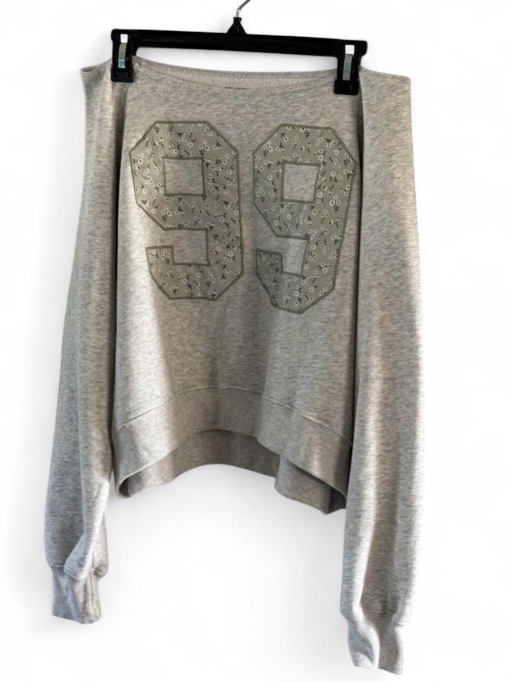 Cottagecore Varsity Hollister Drop Shoulder Heathered grey Crop sweatshirt M